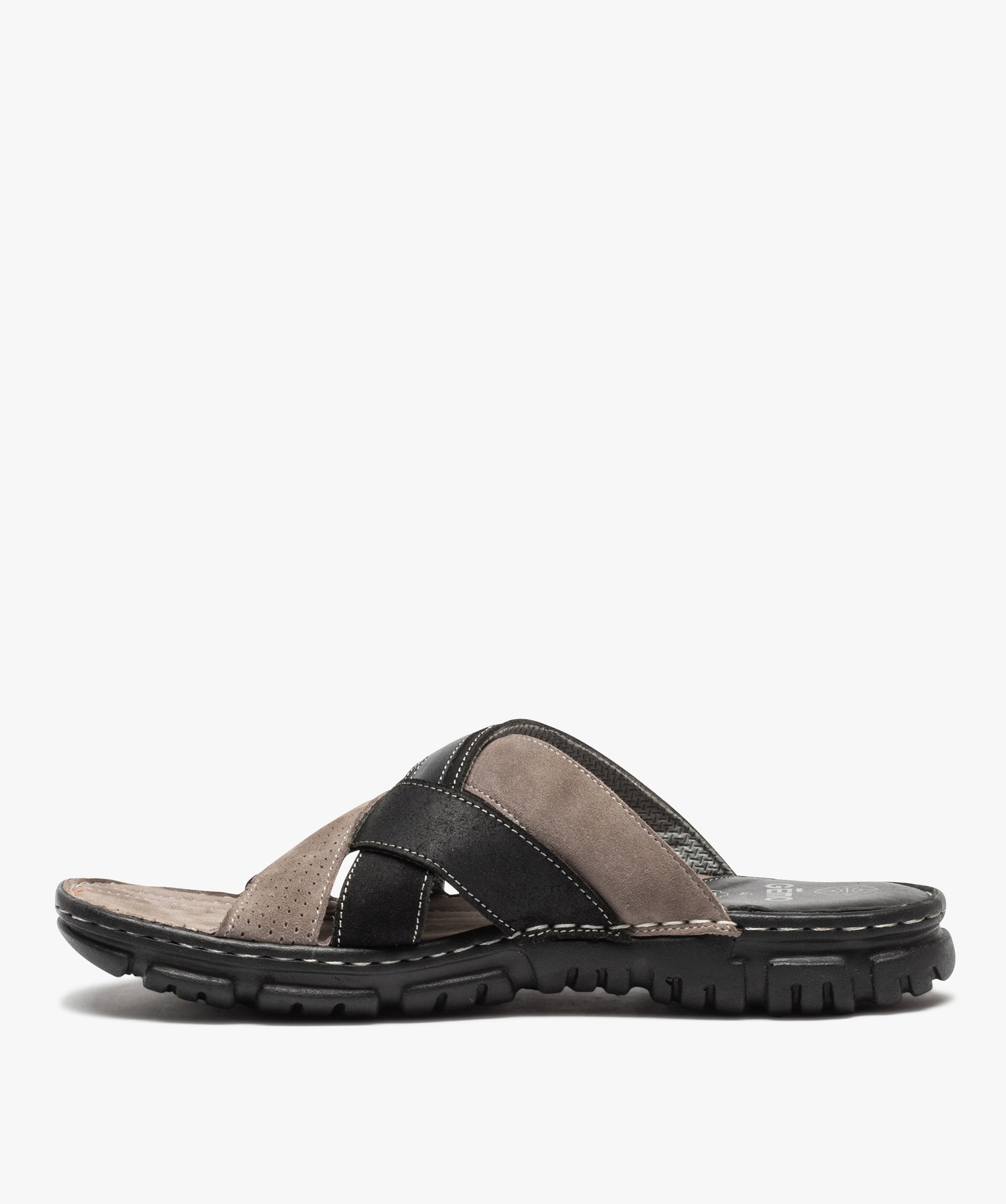 Mules homme confort à brides multiples et surpiqres color... noir | GEMO