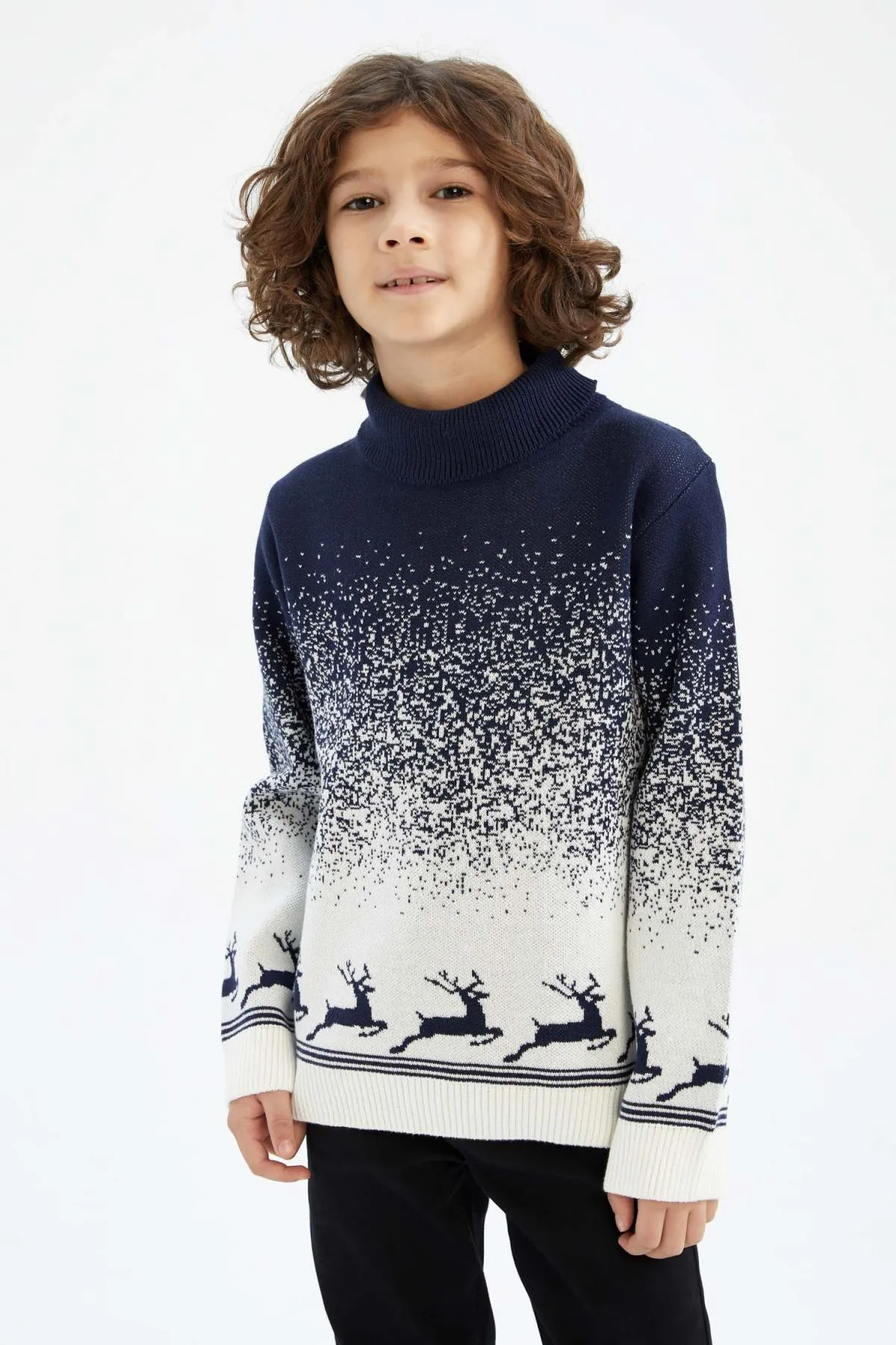 DeFacto  Rollkragenpullover mit Weihnachtsmotiv für Jungen