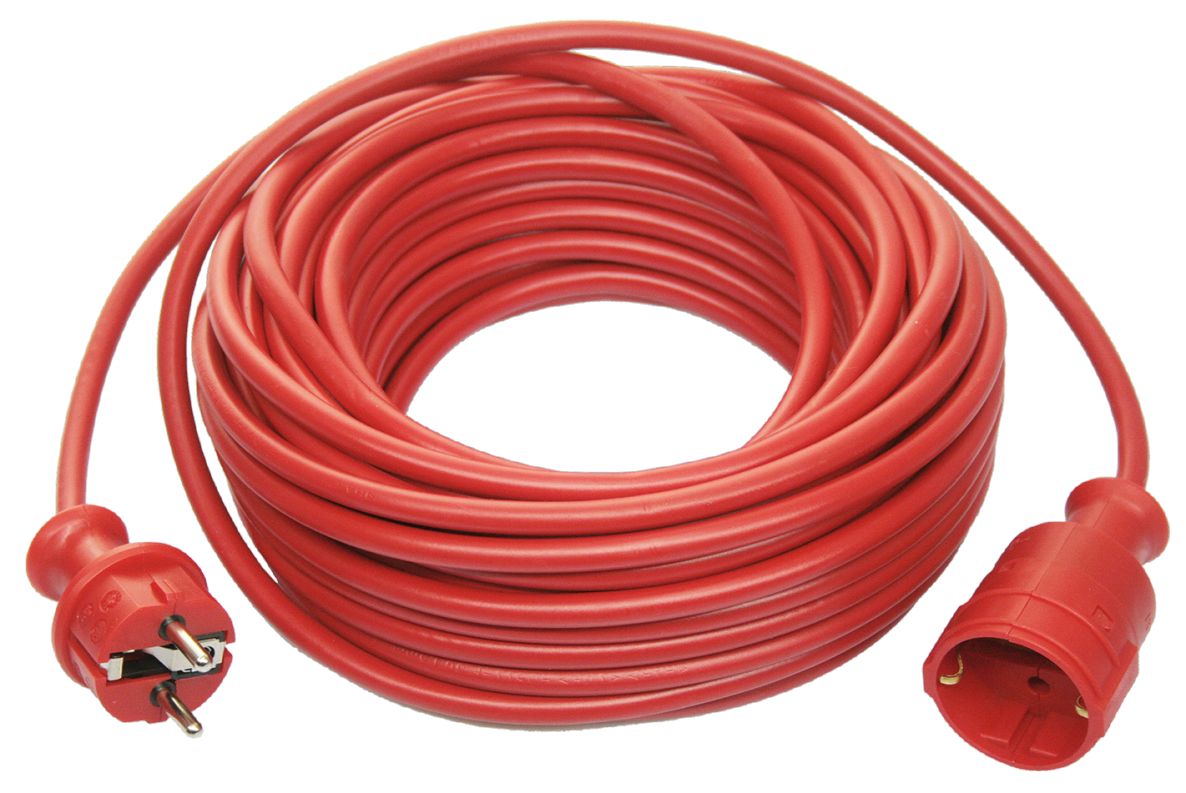Schwabe 60359 Vinyl-Verlängerungskabel 230 V/16 A IP20 H05VV-F 3G1.5 rot 50 m