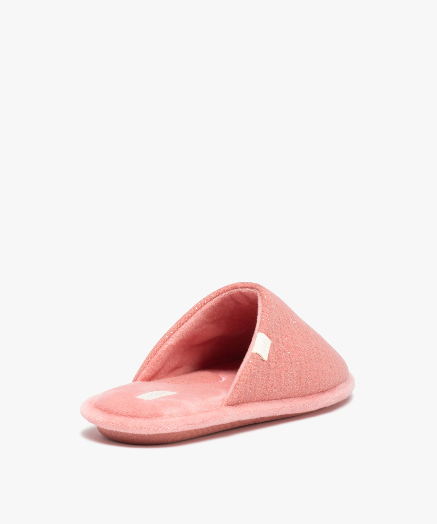 Chaussons femme mules avec dessus en gaze pailletée – Dim rose | GEMO