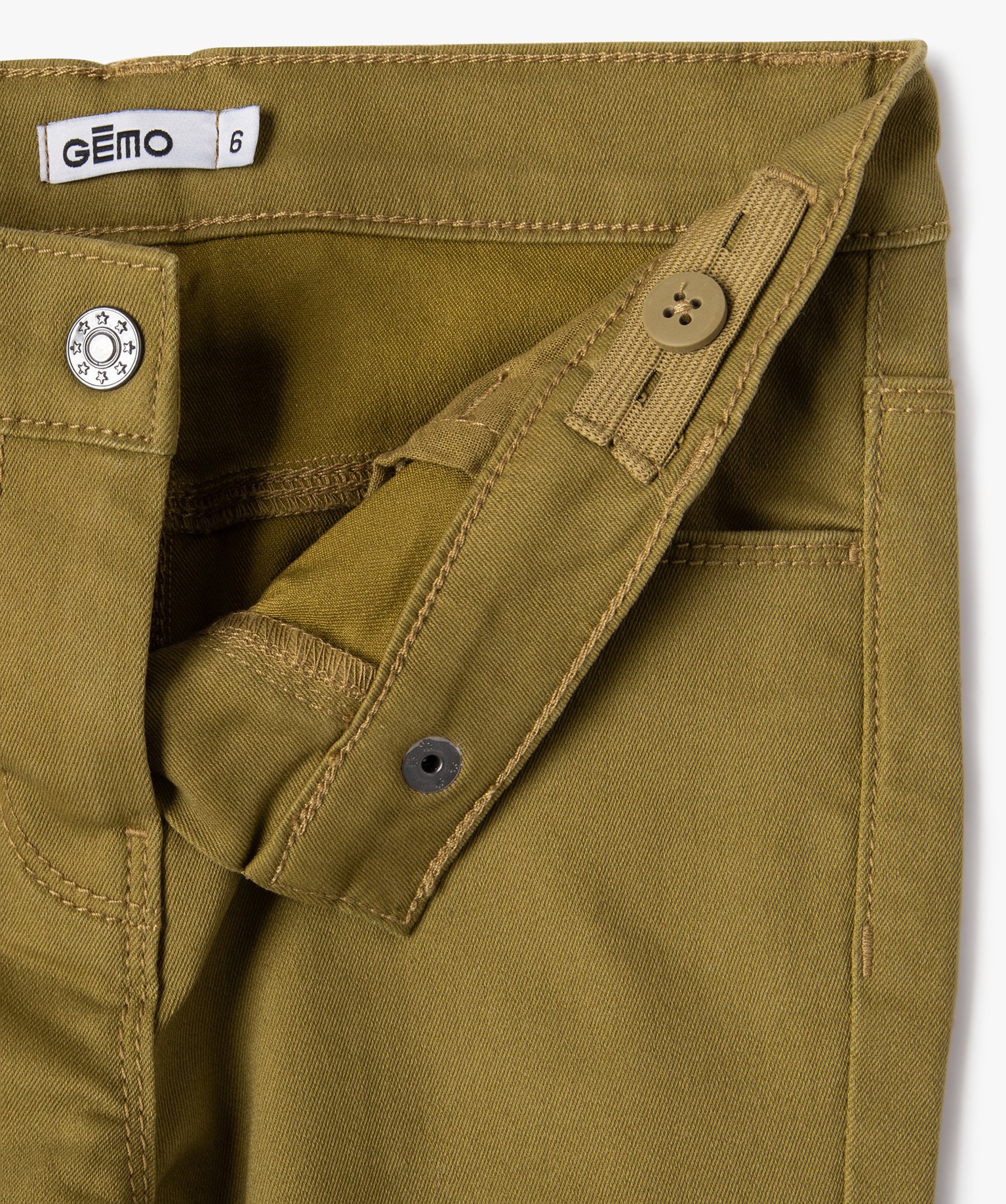 Pantalon stretch coupe Slim uni fille vert | GEMO