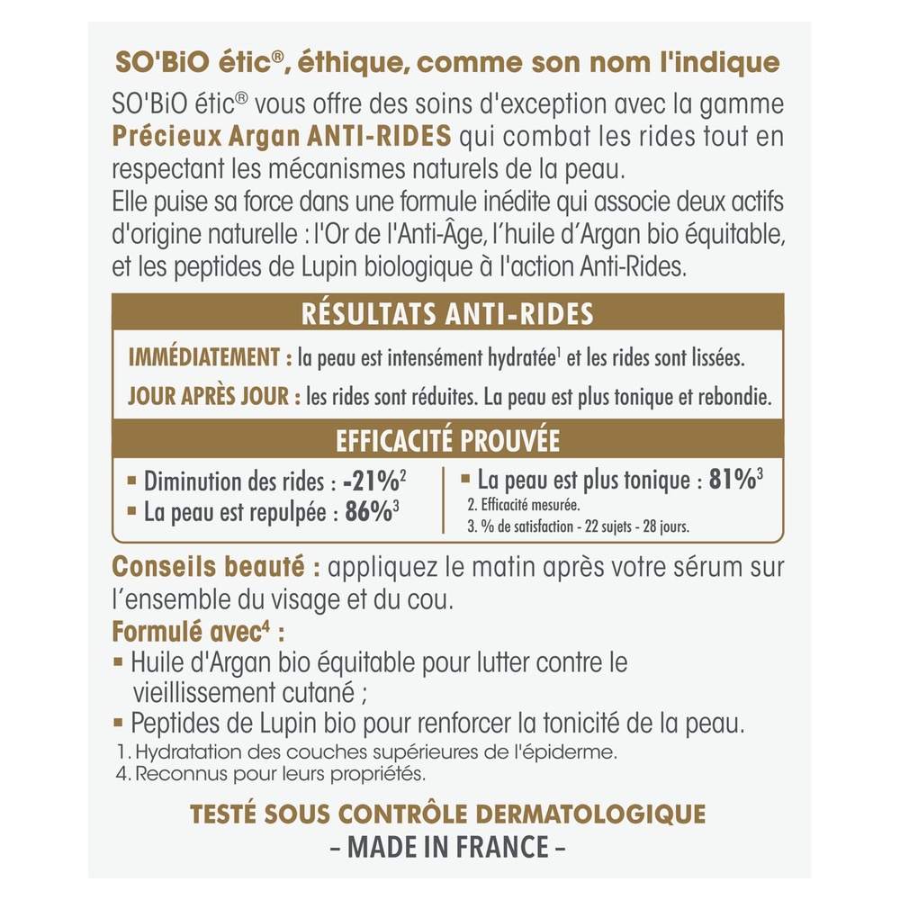 LÉA NATURE SO BiO étic Soin hydratant¹ Anti-Rides jour, Précieux Argan Soin hydratant