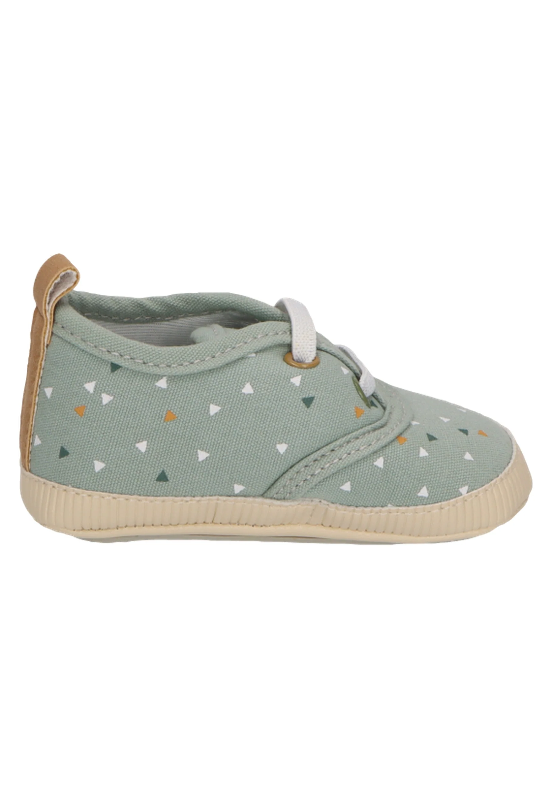 Babyschuh mit elastischen Schnürsenkeln in steingrün