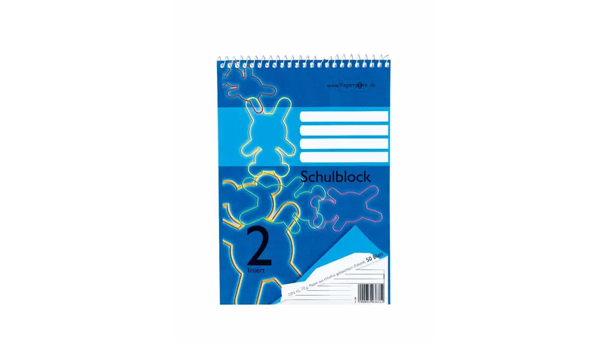 PAPERZONE Spiralschulblock A5 Lineatur 2 50 Blatt