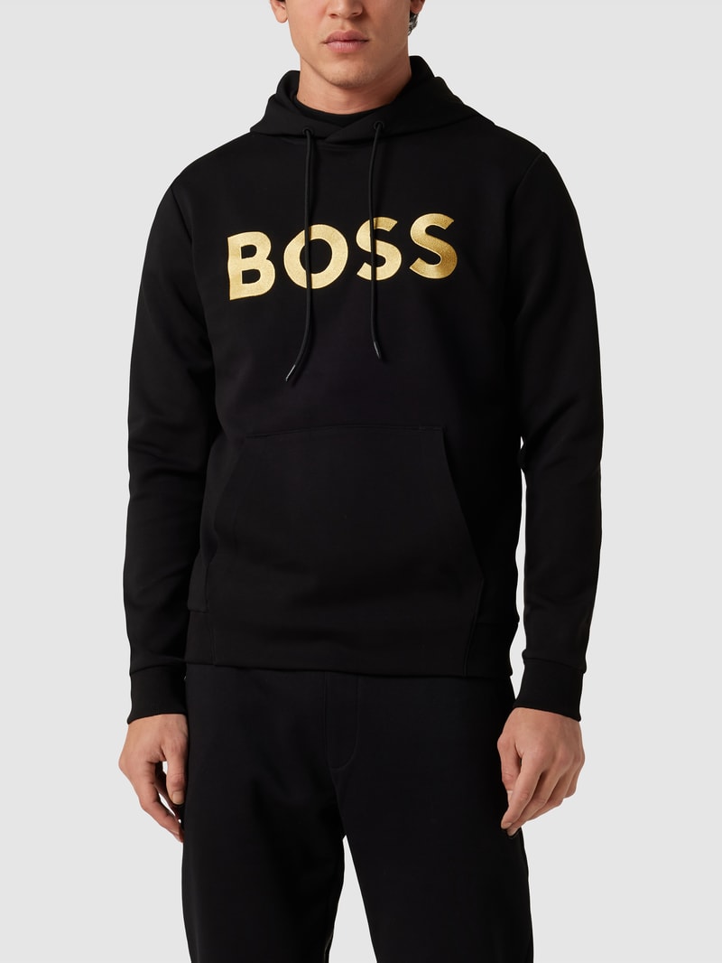 Hoodie mit Label-Print Modell 'Soody' in schwarz