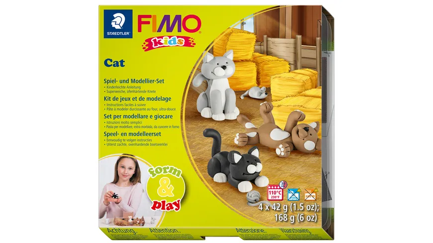 STAEDTLER Modelliermasse FIMO® Kids Materialpackung Form & Play Cat 168 g