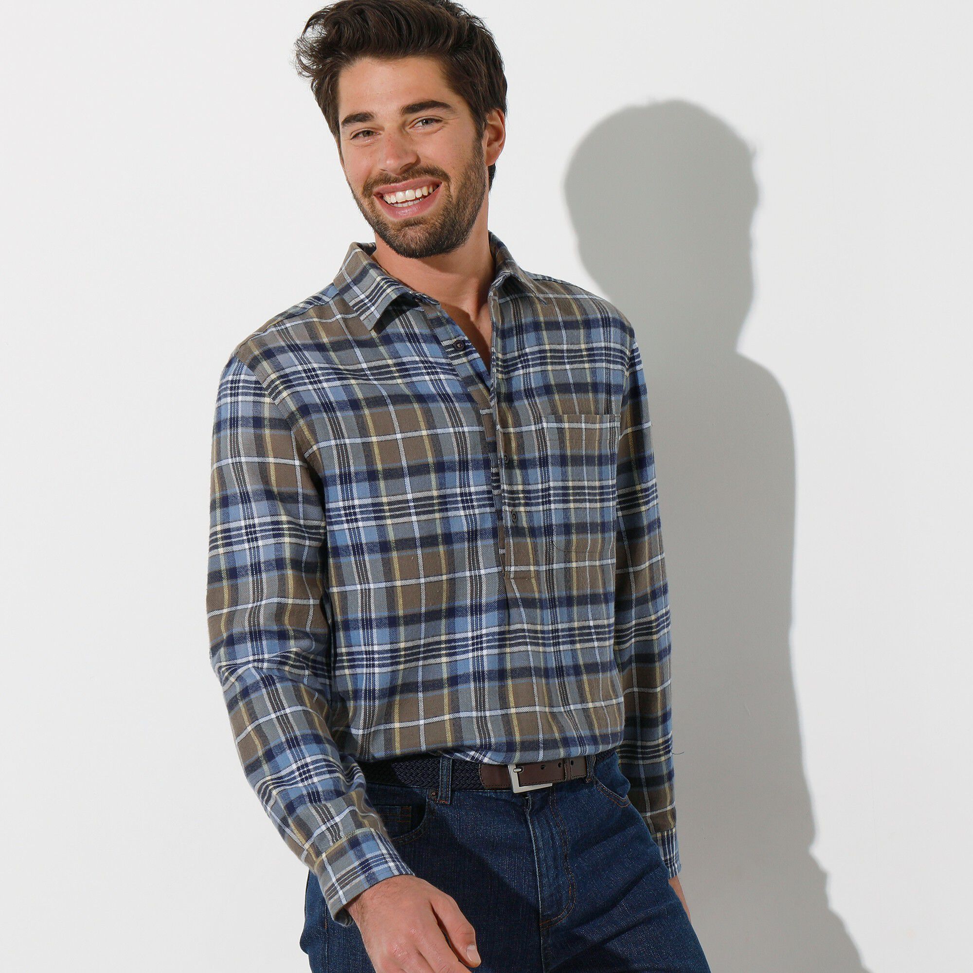 Chemise extra-longue carreaux flanelle