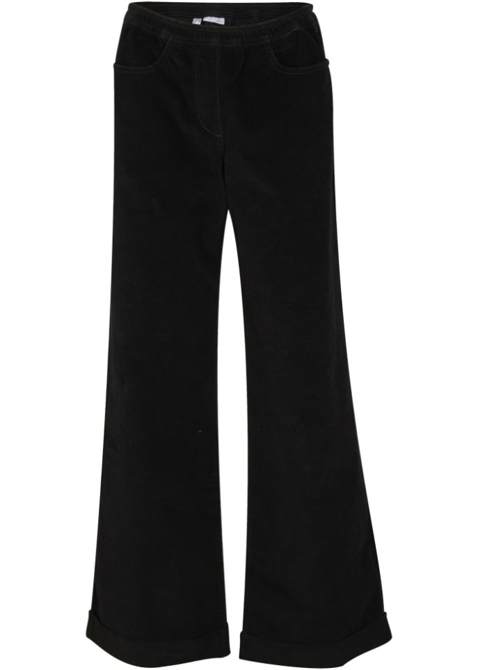 Weite Stretch-Marlenehose mit High-Waist-Schlupfbund aus Cord