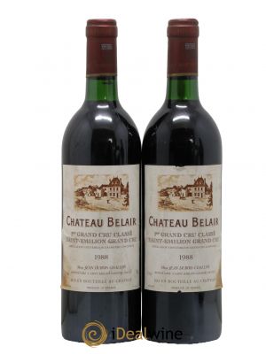 Château Belair (Belair-Monange) 1er Grand Cru Classé B  1988 - Lot de 2 Bouteilles