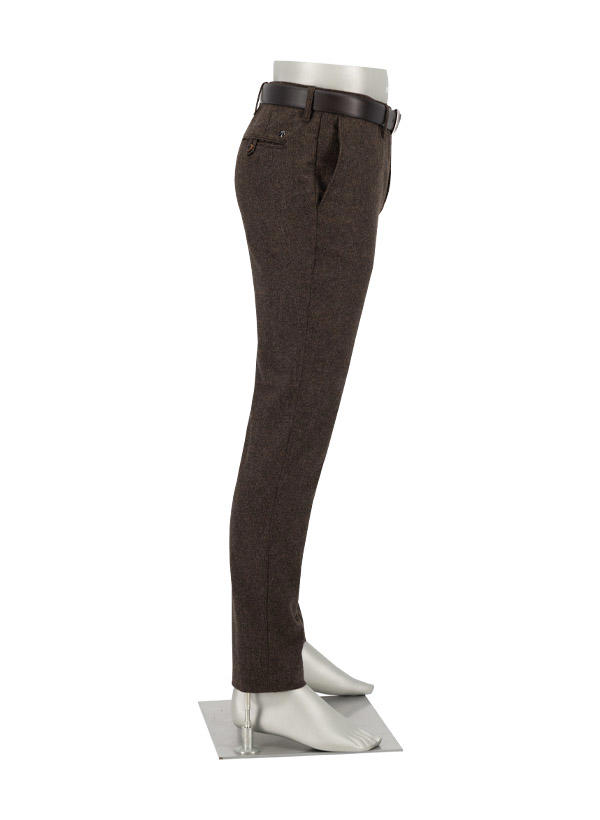 Alberto, Hose, Slim Fit, Wolle waschbar, dunkelbraun meliert