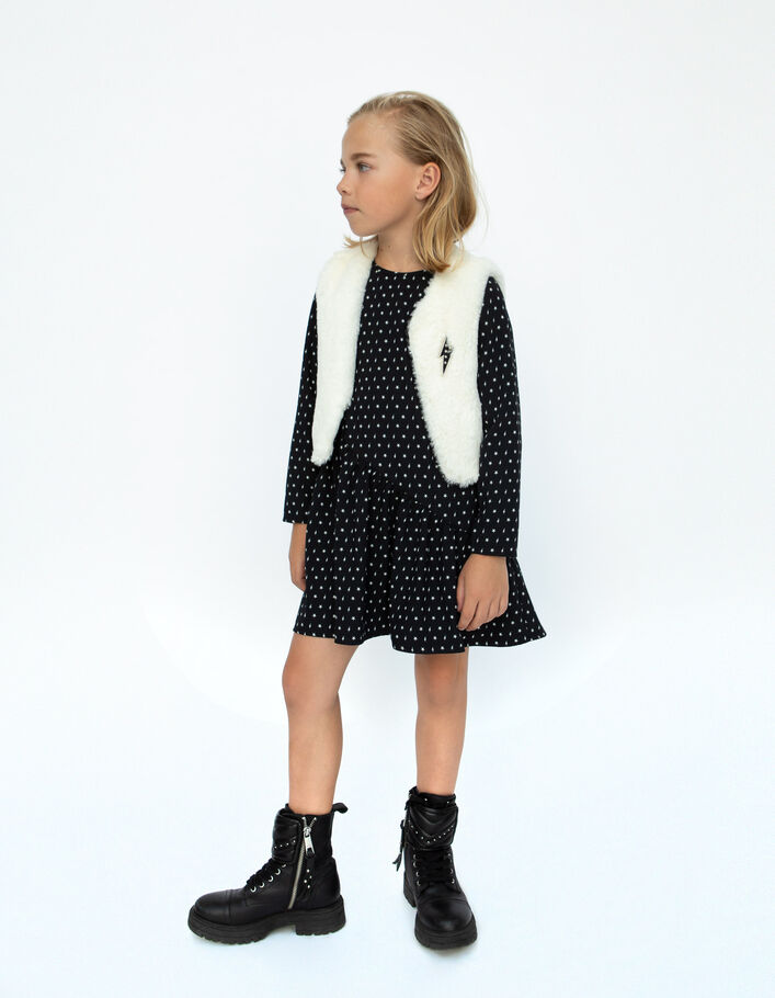 Robe 2-en-1 imprimé minimaliste avec gilet fille