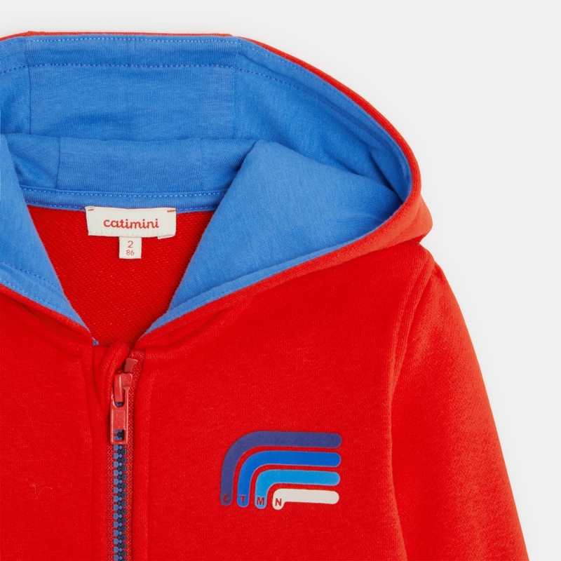 Cardigan bébé garçon rouge en coton recyclé Catimini