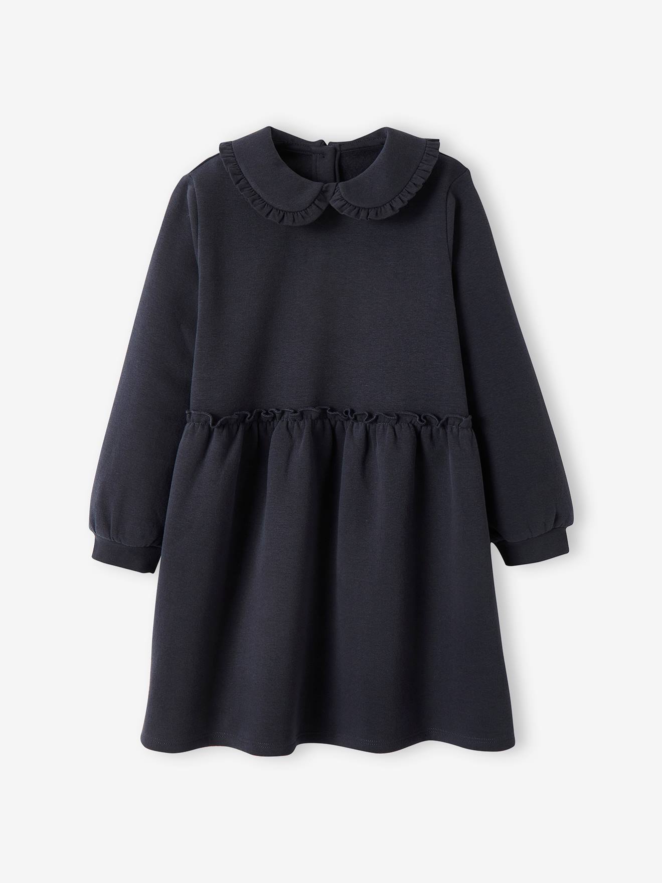 Vertbaudet Mädchen Sweatkleid mit Bubikragen Oeko-Tex - marine