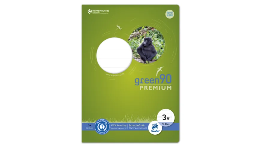 Ursus Green Premium Heft A4 16 Blatt Lineatur 3R mit Rand