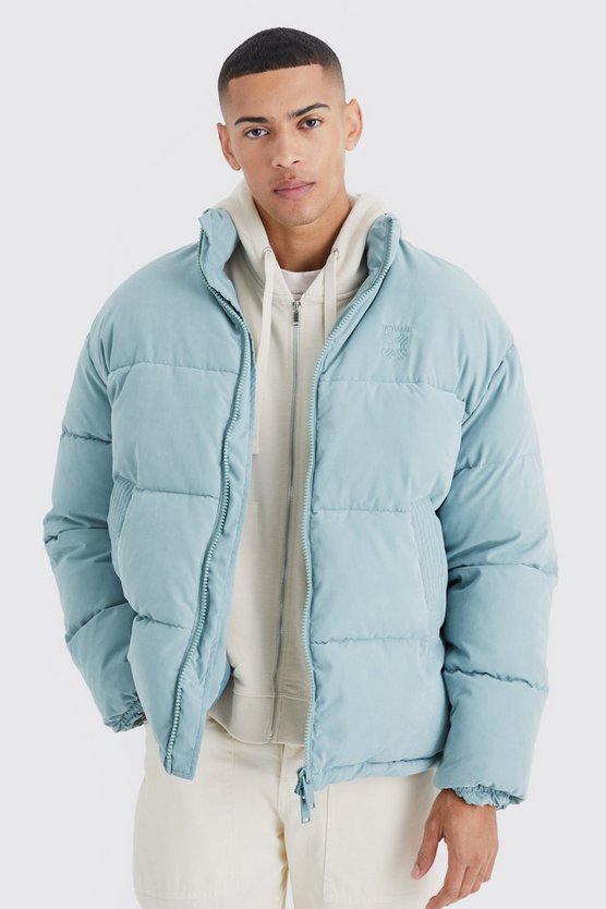 Bestickte Oversize Nylon-Steppjacke
