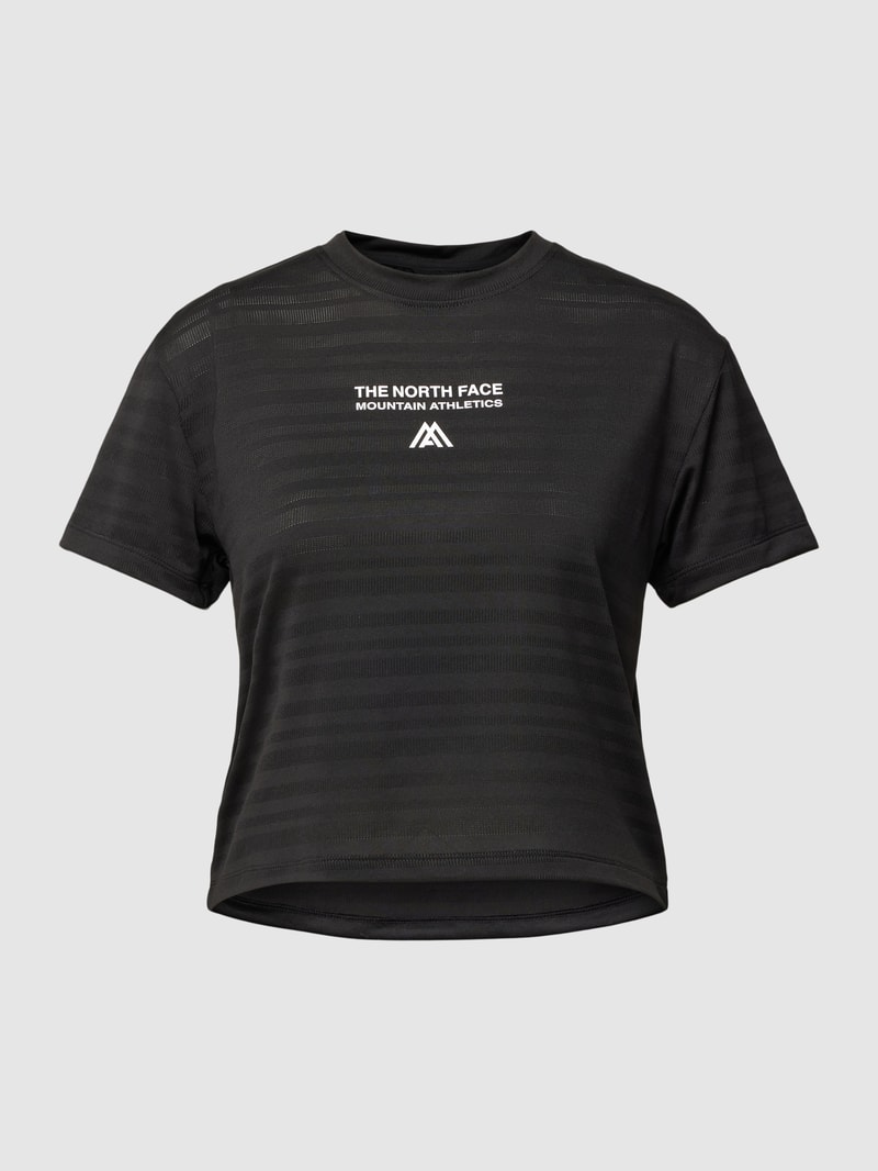 Cropped T-Shirt mit Label-Print in schwarz