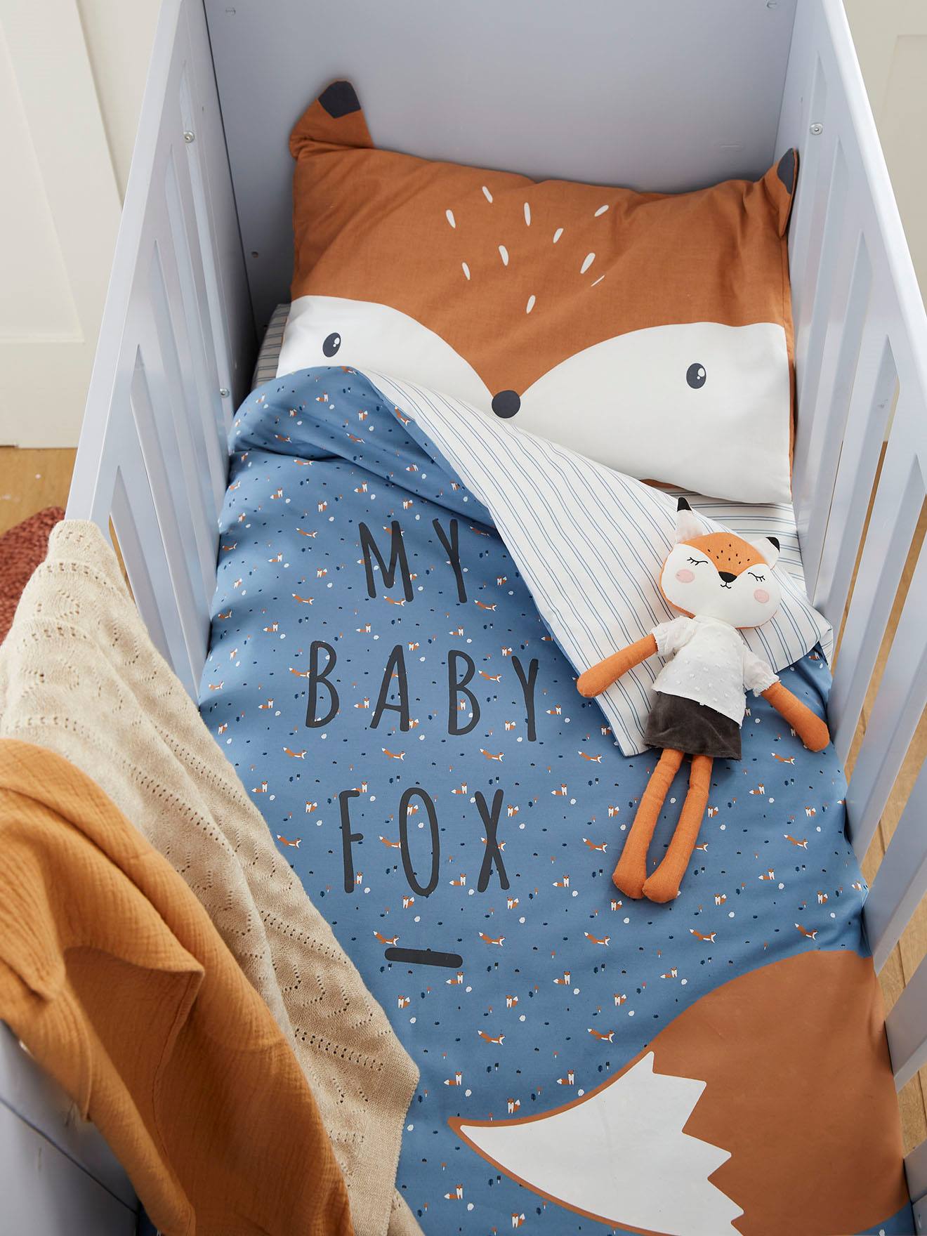 Vertbaudet Baby Bettbezug ohne Kissenbezug BABY FOX Oeko-Tex - blau