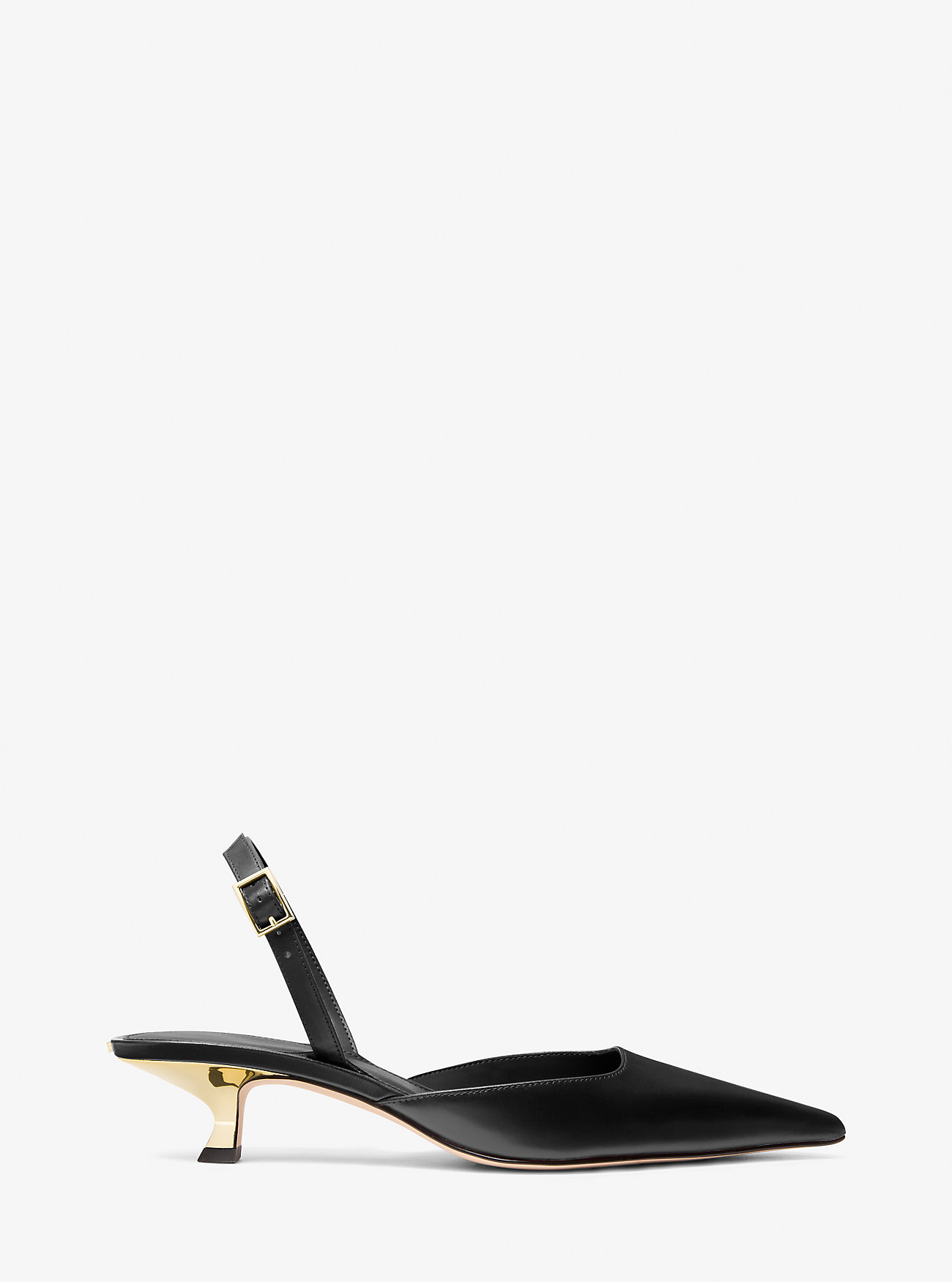 Luna Slingback Kitten Pumps i skinn - SVART