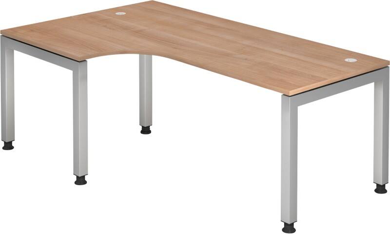 Hammerbacher J Series Eckschreibtisch Ecke Walnuss Holz Silber 4 Füße 1.200 x 2.000 x 680 mm
