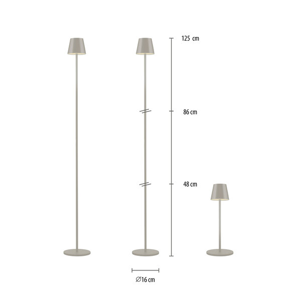 LED-Akku-Stehleuchte Buria, greige