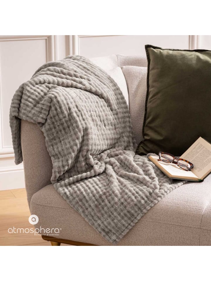 Atmosphera Créateur d'intérieur Fleecedecke in grau günstig kaufen onesize