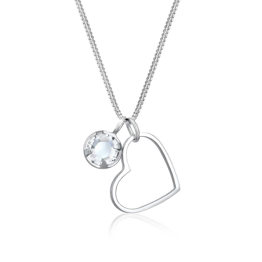 Elli Elli Collier Pendentif Coeur Découpe avec des Cristaux Collier Femme - (925/1000) collier