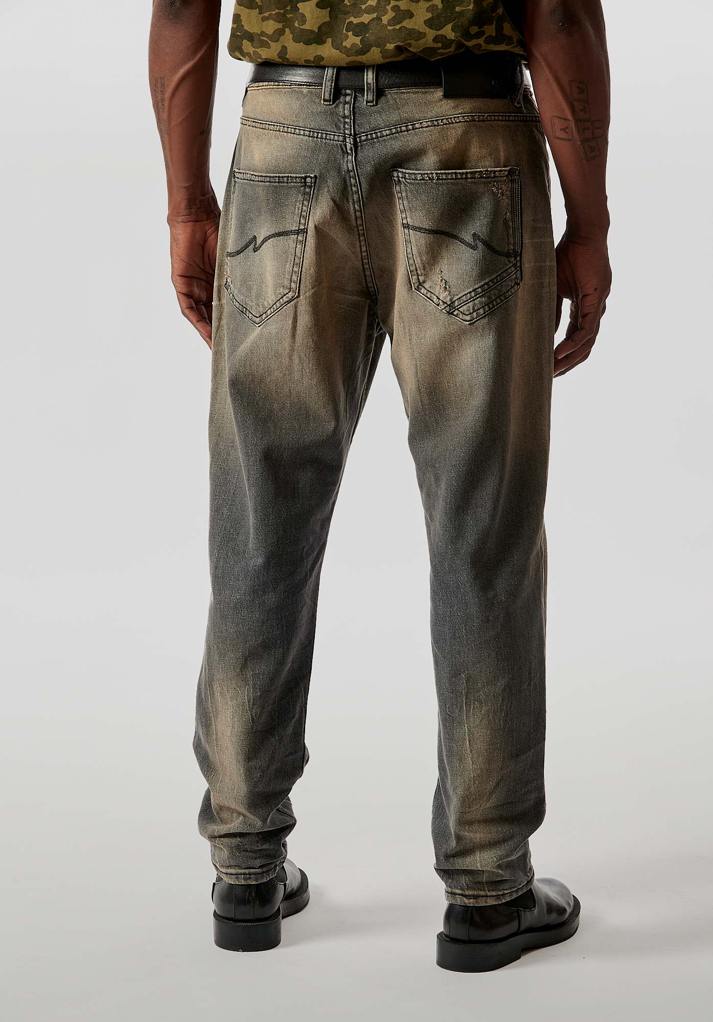 KYLAN  Jean gris relaxed cropped homme