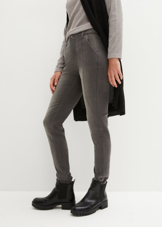 High-Waist-Stretch Thermojeans mit Fleece-Futter und streckenden Nähten