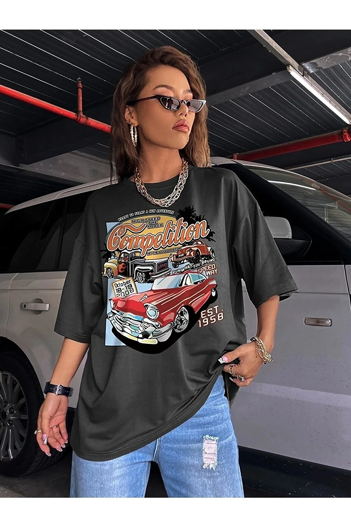 Know  Damen-T-Shirt „Smoke Compeltition“ in Übergröße mit Aufdruck
