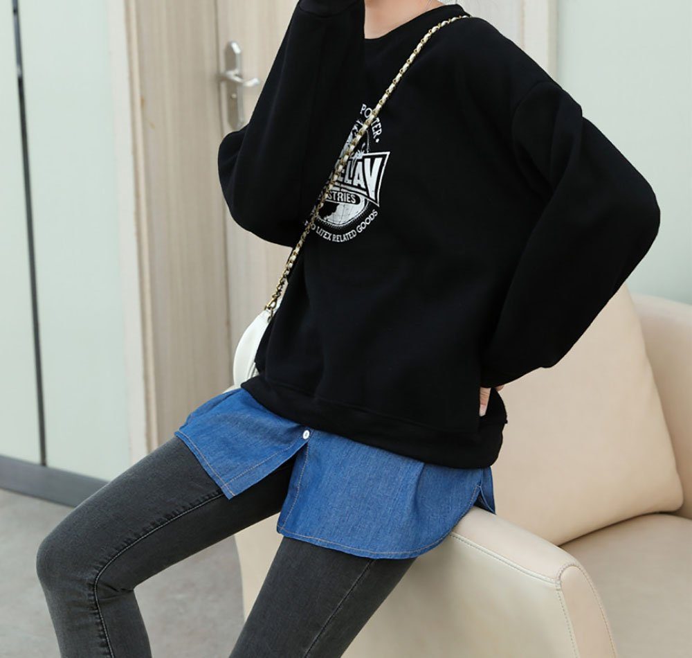 Apharte Unterrock Minirock Unterer Sweep-Saum Hemd Verlängerung Extender Rock Layering (1-tlg) Tops Saum Shirt Extender mit Elastischem Taillenband Denim-Material