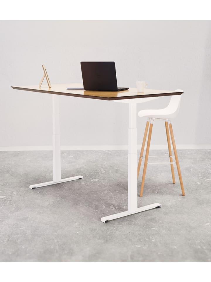 KADIMA DESIGN Elektrischer Sitz Steh Schreibtisch Holz Metall | Modern in Braun-Weiß günstig kaufen