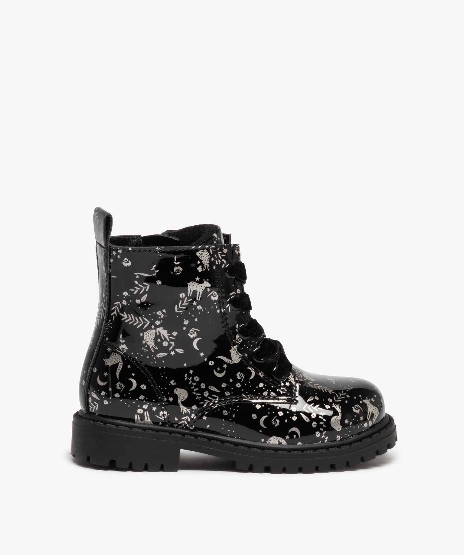Boots bébé fille vernies et pailletées fermeture zip noir | GEMO