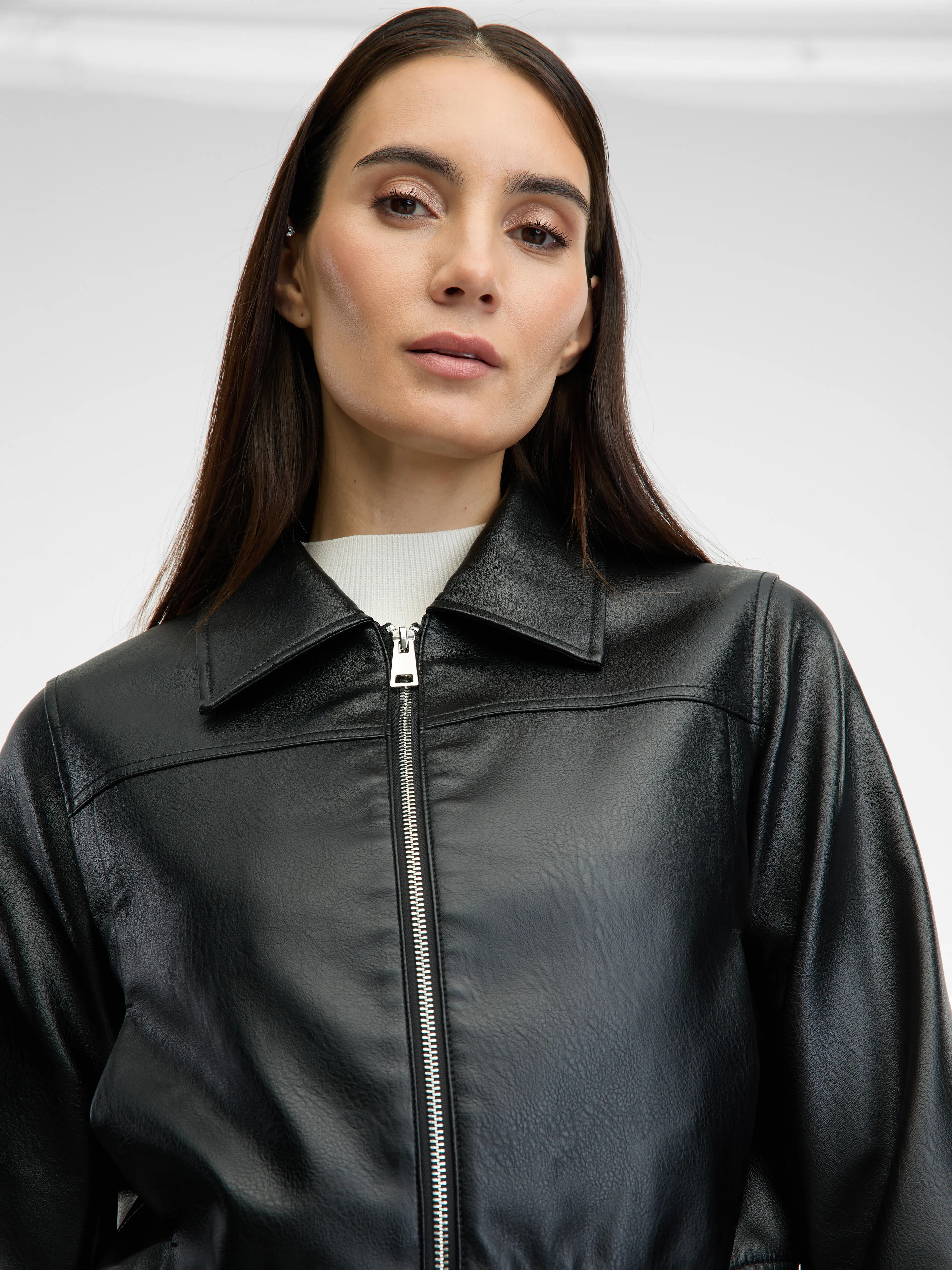 Schwarze Damen Lederjacke ORSAY