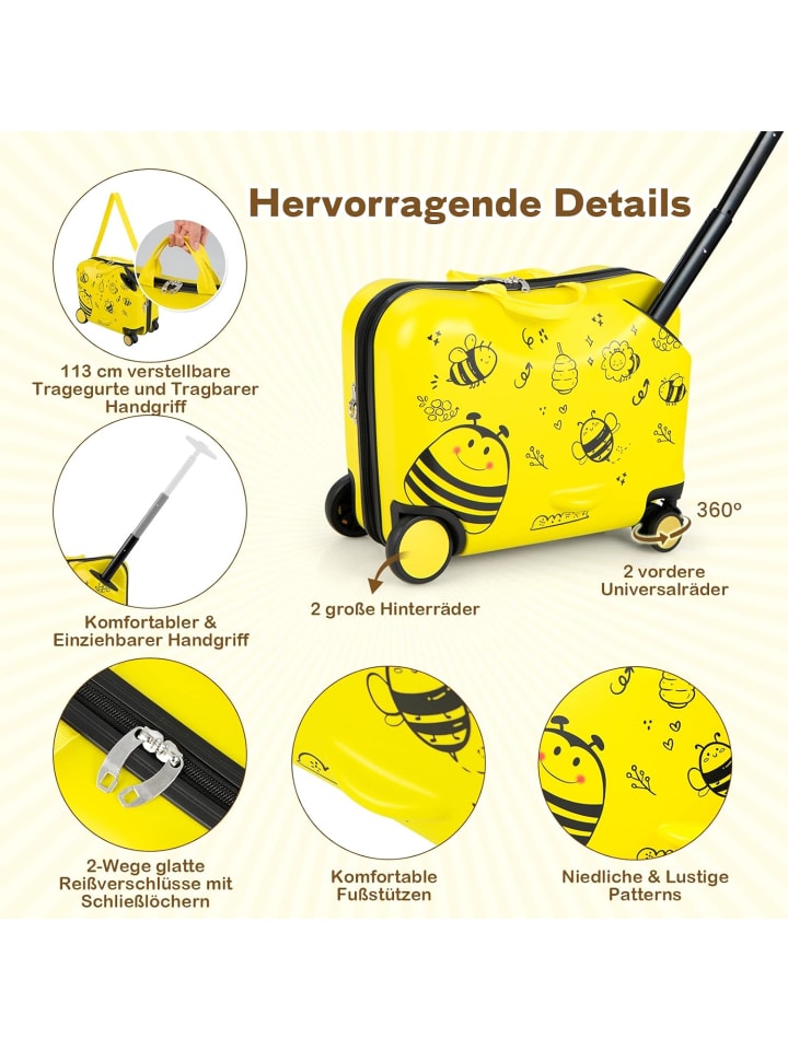 COSTWAY 2 tlg. Kinderkoffer Rucksack in Gelb günstig kaufen onesize