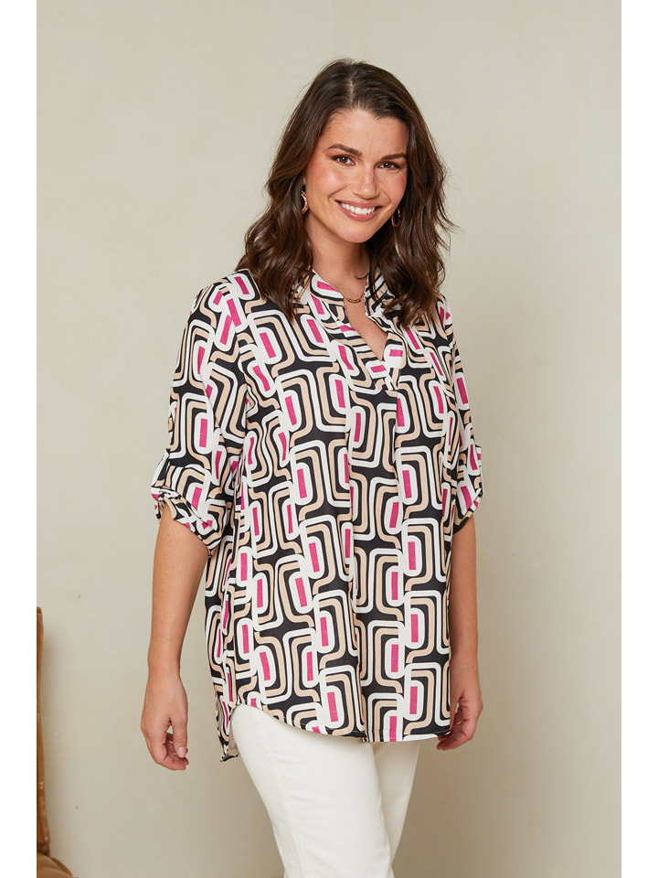 Curvy Lady Bluse in Schwarz/ Weiß günstig kaufen