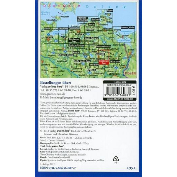 Feldberger Seenlandschaft Pocket Fahrradkarte 1 : 75 000 - Fahrradkarte