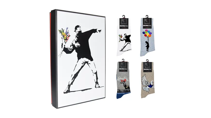 MuseARTa Unisex Socken The world's most famous Graffiti - Flower Bomber Geschenkpackung Black