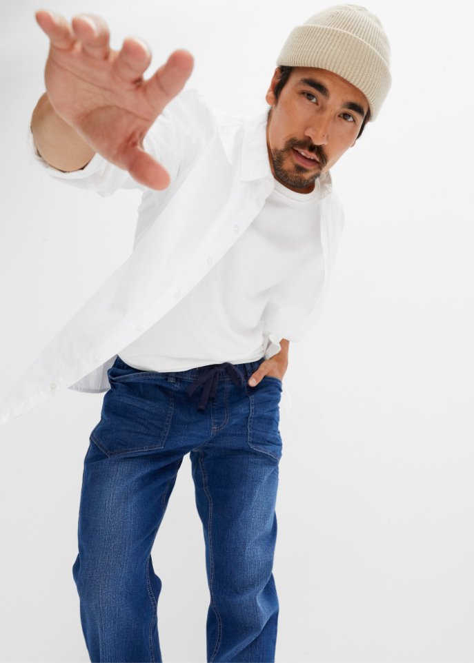 Loose Fit Schlupfjeans mit Komfortschnitt, Straight