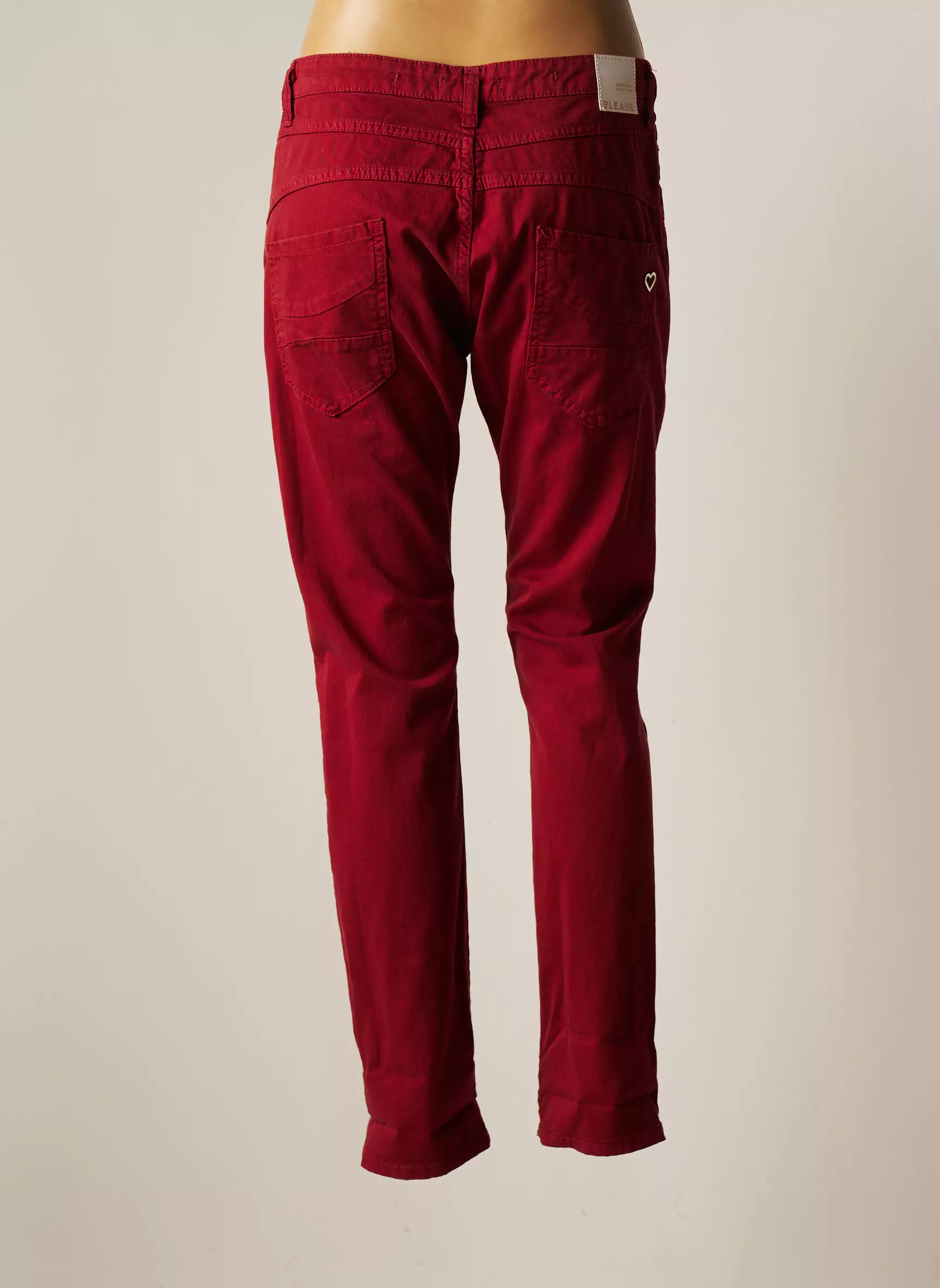 Please Pantalons Droits Femme couleur rouge
