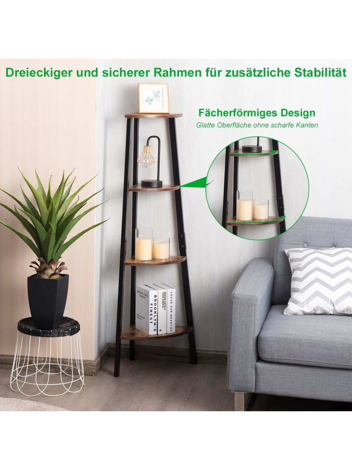 COSTWAY Eckregal mit 4 Ablagen in Braun günstig kaufen onesize