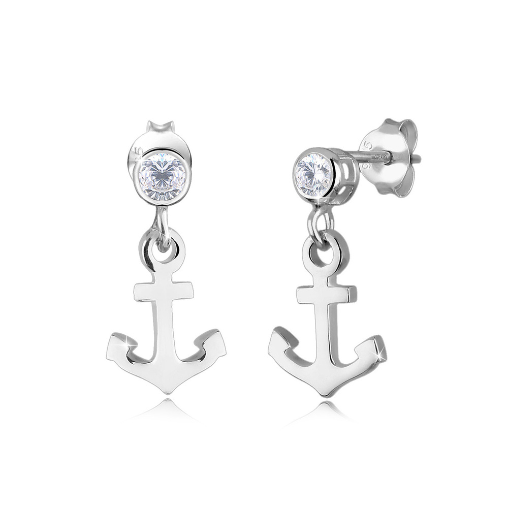 Elli Elli Boucles d'Oreilles Anker Zirkonia Funkelnd Maritim Trend 925 Silber Boucles d'oreilles
