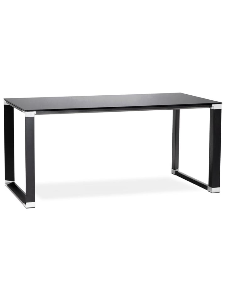 KADIMA DESIGN Schreibtisch Glas 160x80 cm minimalistisch Büro, Arbeitstisch in Schwarz günstig kaufen