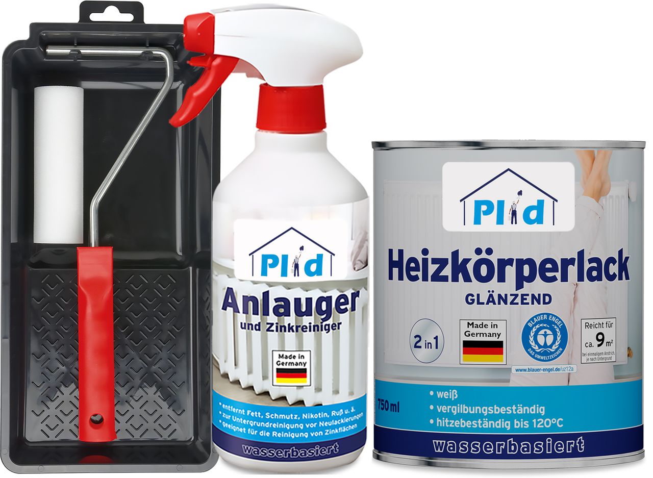 Plid Premium Heizkörperlack LF Thermolack weiß Glänzend Set Weiß