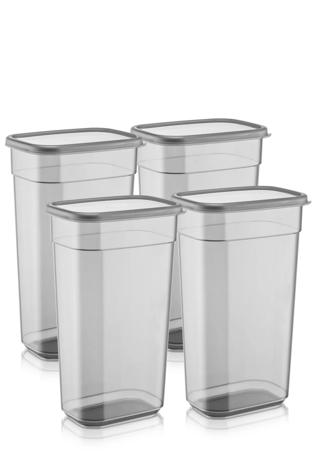 Meleni Home  4 Stück Elina Jumbo beschrifteter rechteckiger Vorratsbehälter – Tabletten-Reinigungsmittel-Aufbewahrungsbox-Set 3200 ml