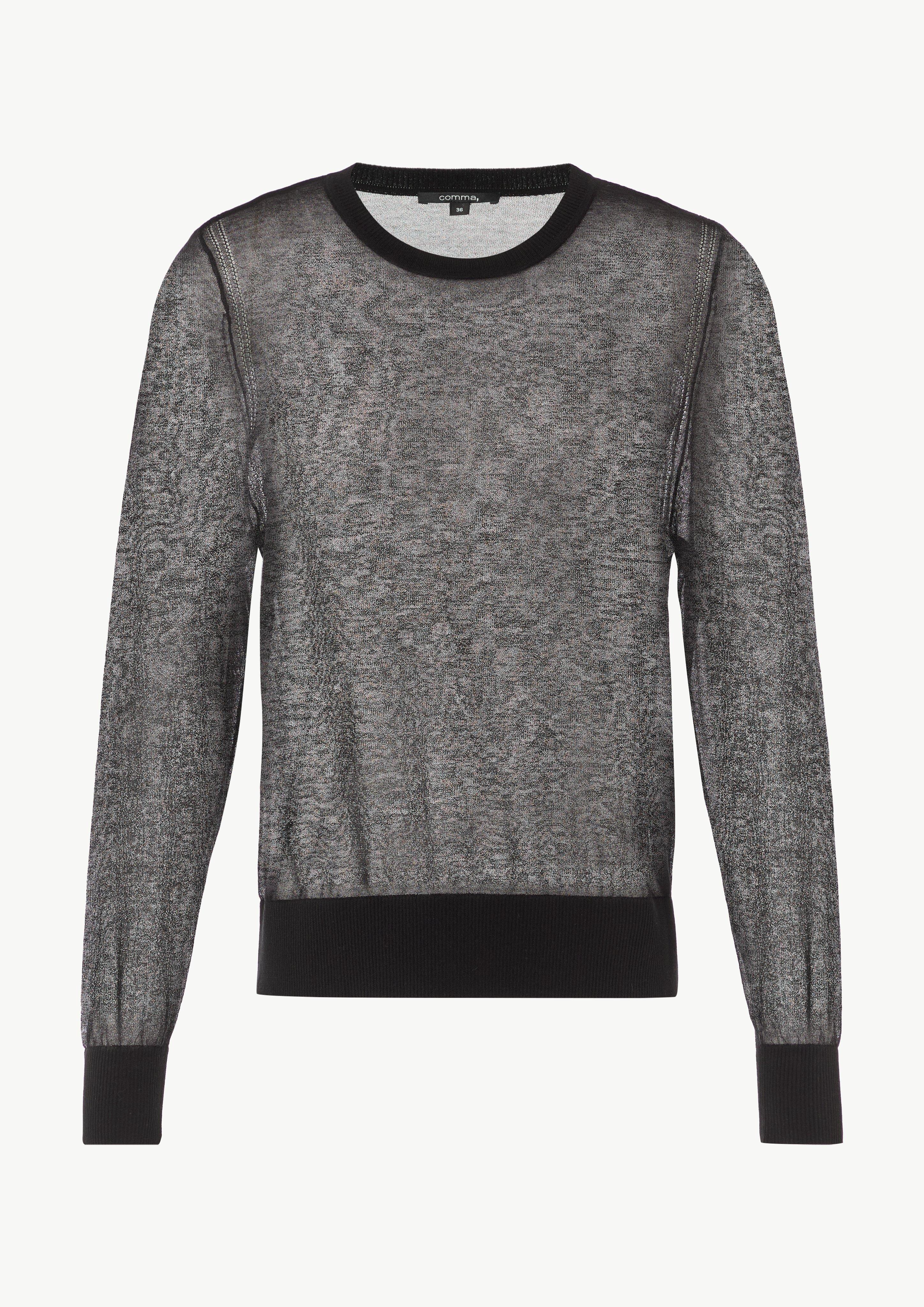 Strickpullover in transparenter Optik - schwarz