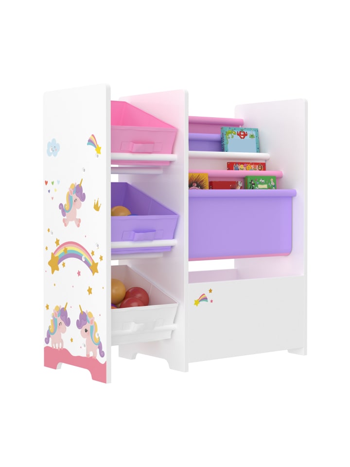en.casa Kinderregal Vimianzo in Lila Rosa (H)60cm (B)65cm (T)30cm günstig kaufen onesize