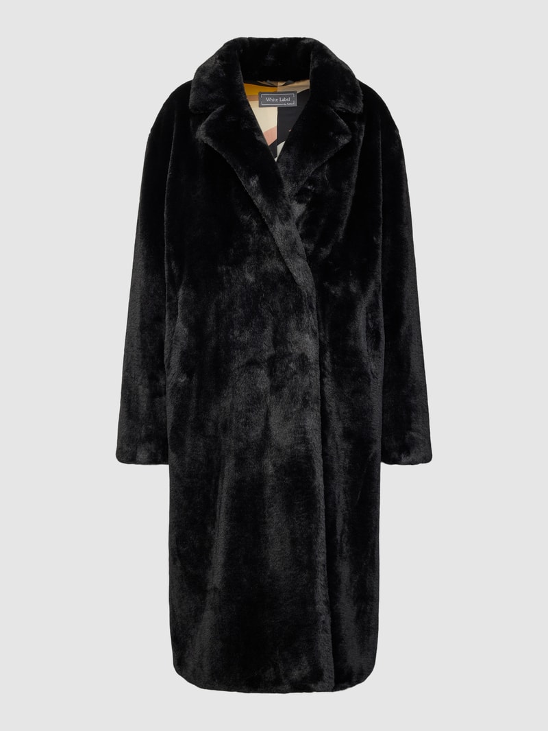 Mantel aus Kunstfell in schwarz
