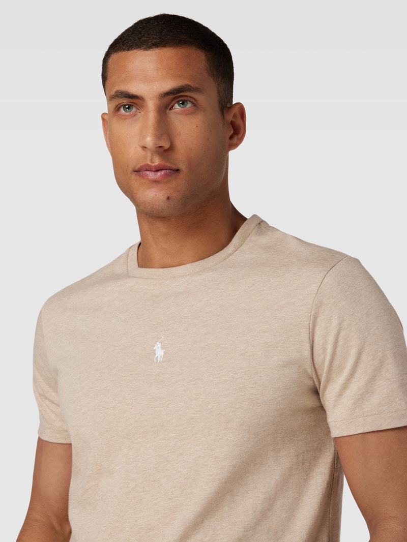 T-Shirt mit Logo-Stitching in sand