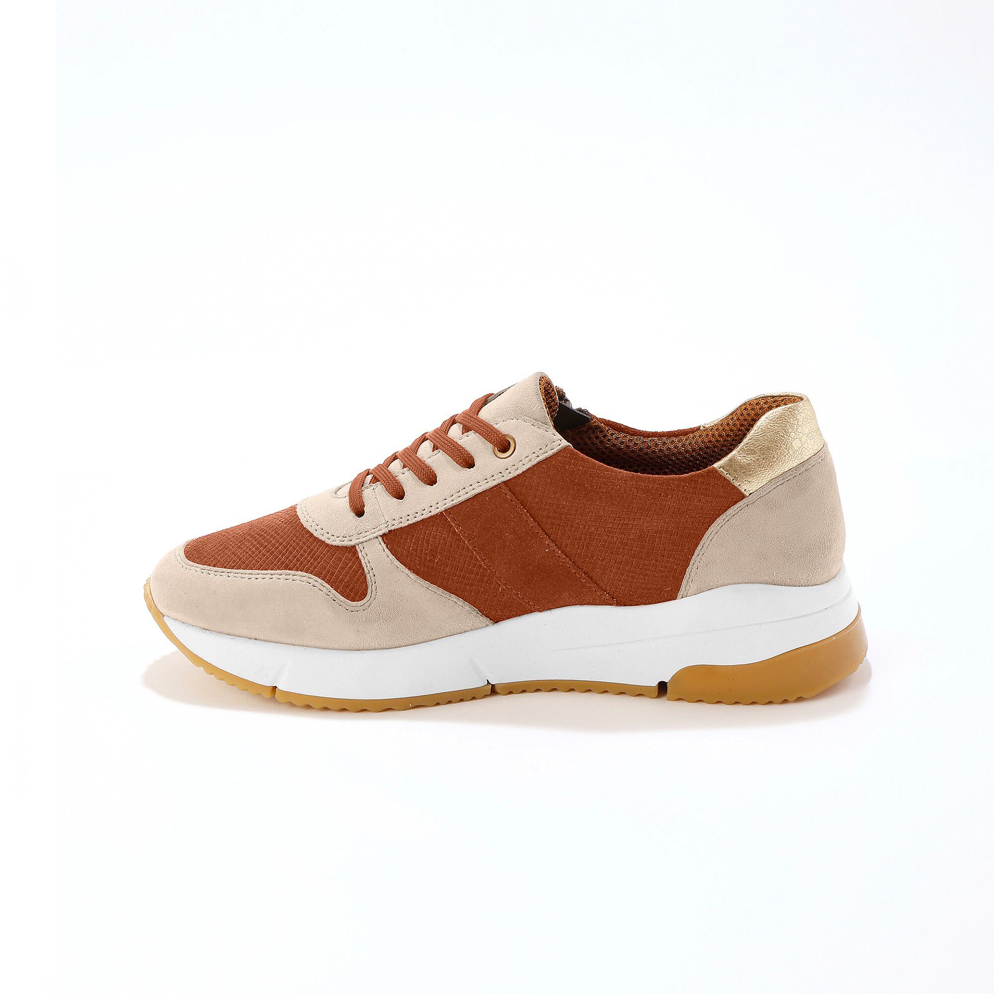 Baskets style running zippées en cuir bimatière