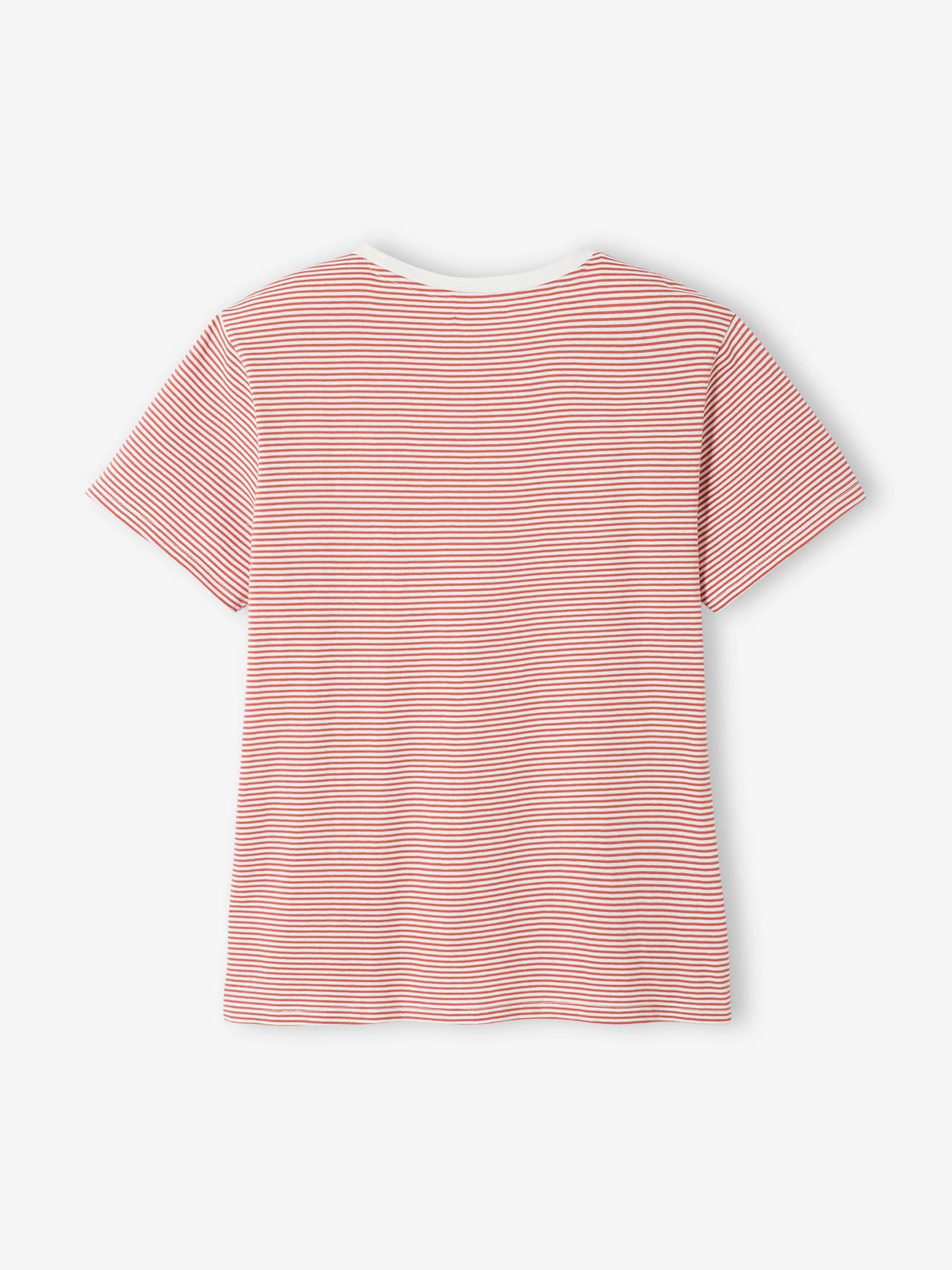 T-shirt rayé grossesse et allaitement en coton personnalisable rayé rouge